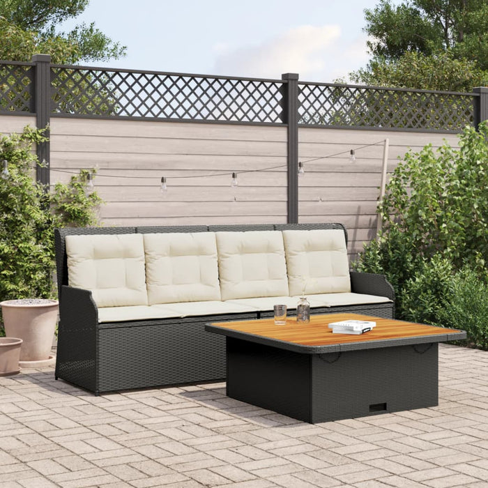Set mobilier de grădină cu perne, 3 piese, negru, poliratan - WALTI WALTI
