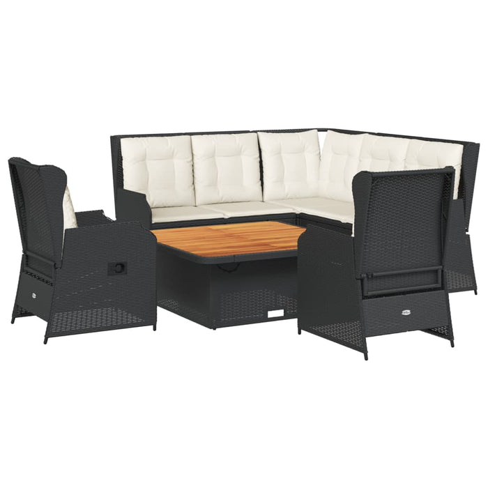 Set mobilier de grădină cu perne, 6 piese, negru, poliratan - WALTI WALTI