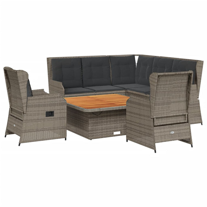 Set mobilier de grădină cu perne, 6 piese, gri, poliratan WALTI