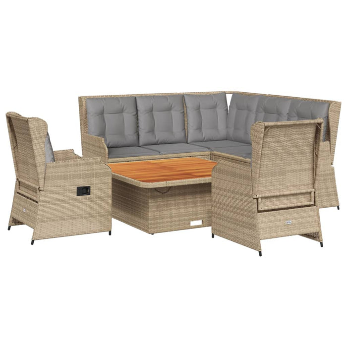 Set mobilier de grădină cu perne, 6 piese, bej, poliratan WALTI