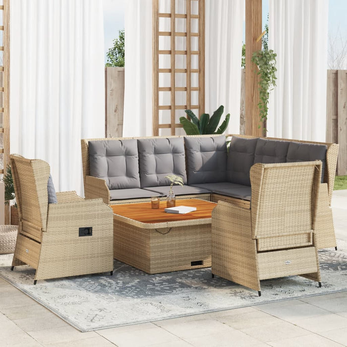 Set mobilier de grădină cu perne, 6 piese, bej, poliratan WALTI