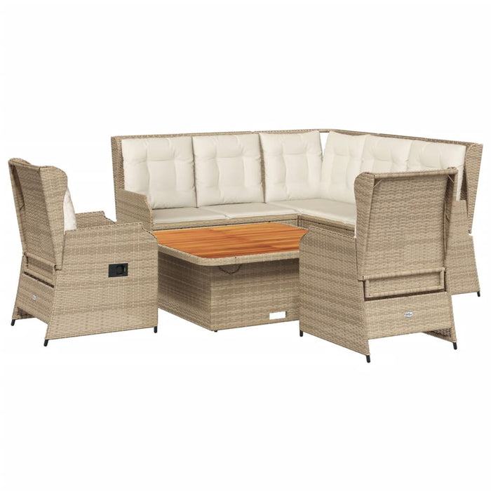Set mobilier de grădină cu perne, 6 piese, bej, poliratan WALTI
