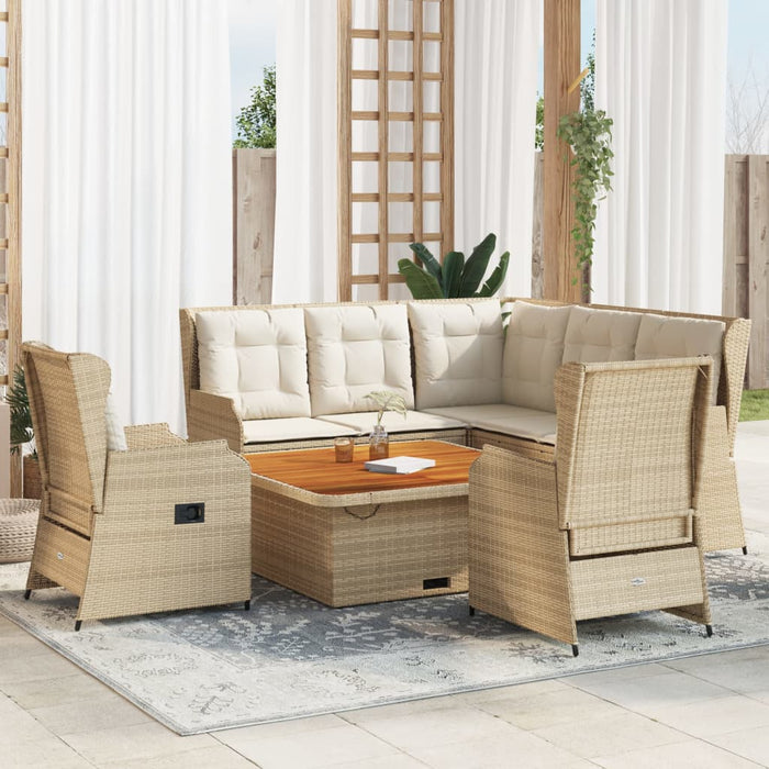 Set mobilier de grădină cu perne, 6 piese, bej, poliratan WALTI