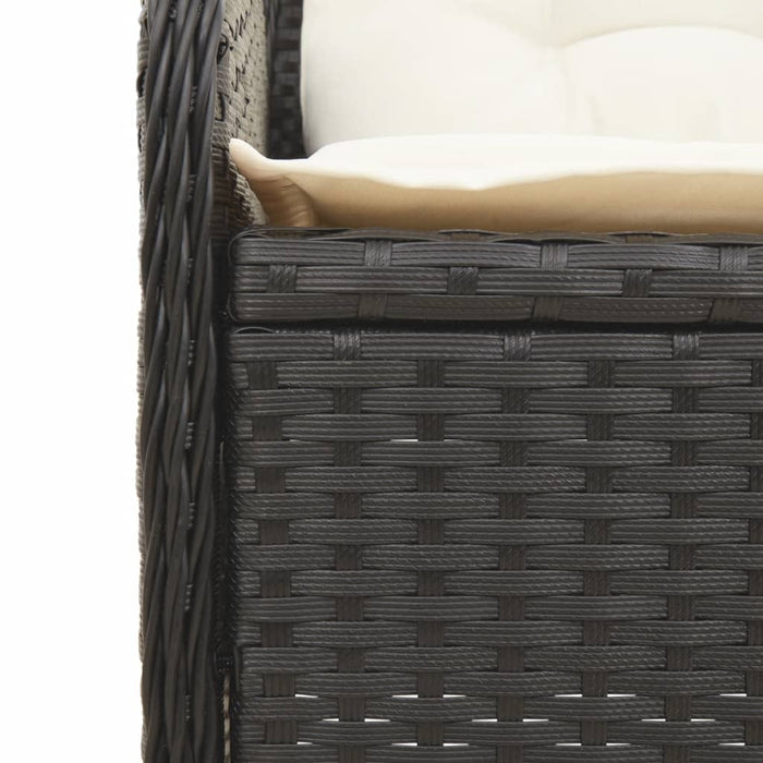 Set șezlonguri de grădină, 5 piese, cu perne, negru, poliratan - WALTI WALTI
