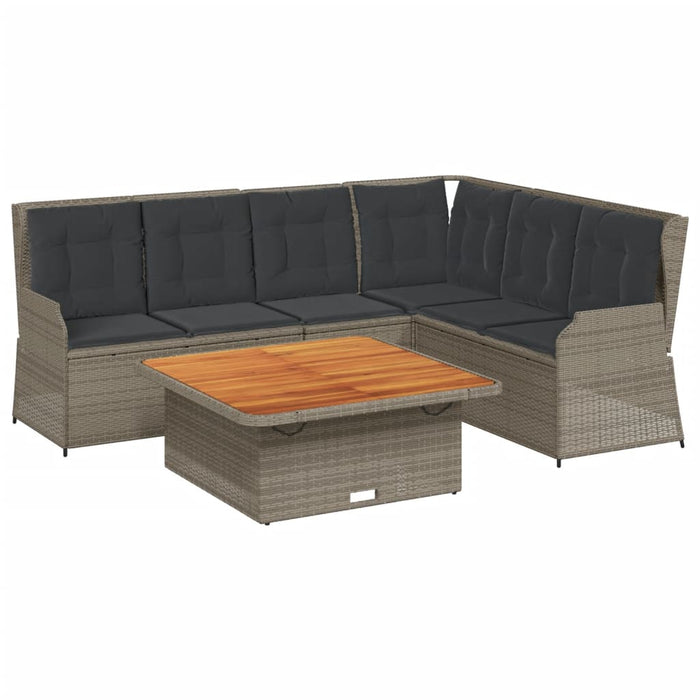 Set mobilier de grădină cu perne, 5 piese, gri, poliratan - WALTI WALTI