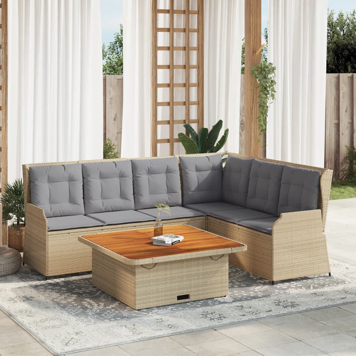 Set mobilier de grădină cu perne, 5 piese, bej, poliratan - WALTI WALTI