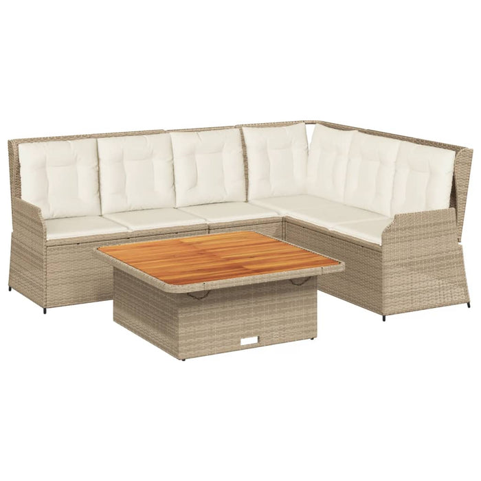 Set mobilier de grădină cu perne, 5 piese, bej, poliratan WALTI