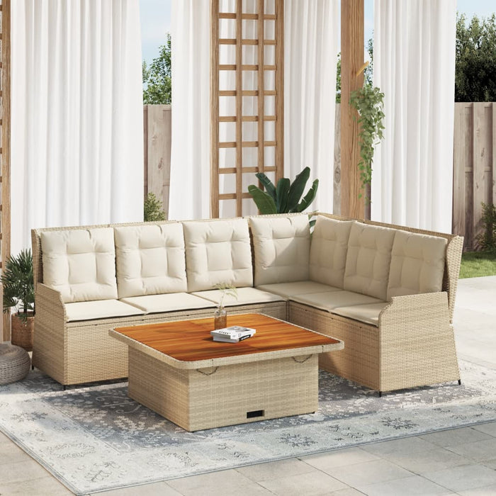Set mobilier de grădină cu perne, 5 piese, bej, poliratan WALTI