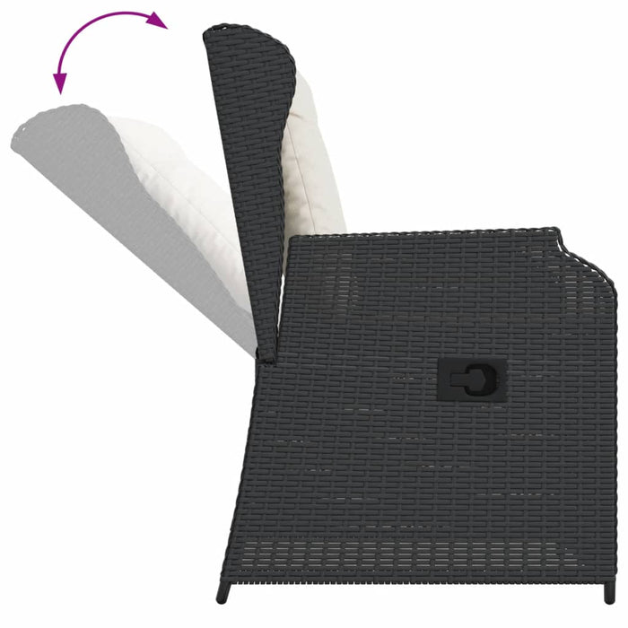 Set mobilier de grădină cu perne, 3 piese, negru, poliratan WALTI