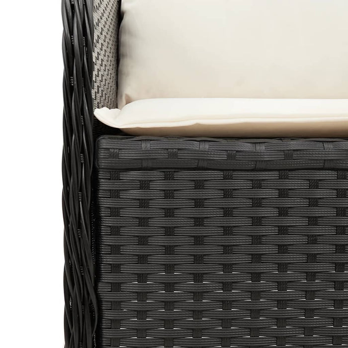 Set șezlonguri de grădină, 5 piese, cu perne, negru, poliratan WALTI