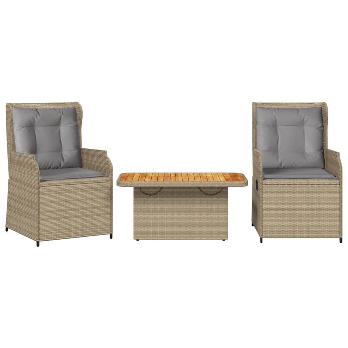 Set mobilier de grădină cu perne, 3 piese, bej, poliratan WALTI