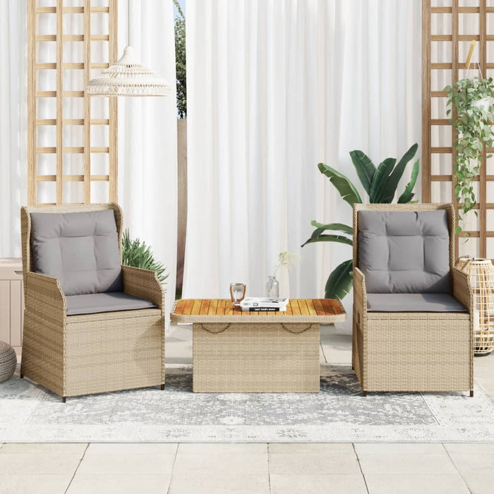 Set mobilier de grădină cu perne, 3 piese, bej, poliratan WALTI