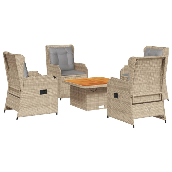 Set mobilier de grădină cu perne, 5 piese, bej, poliratan WALTI