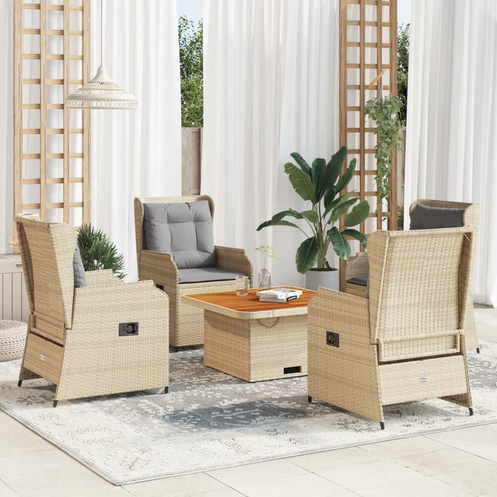 Set mobilier de grădină cu perne, 5 piese, bej, poliratan WALTI
