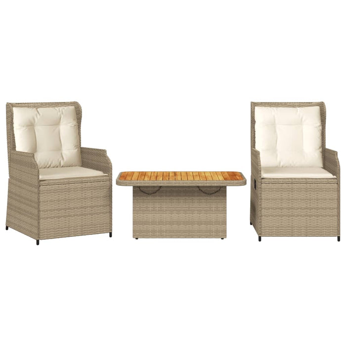Set mobilier de grădină cu perne, 3 piese, bej, poliratan WALTI