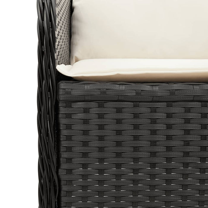 Set șezlonguri de grădină, 5 piese, cu perne, negru, poliratan WALTI