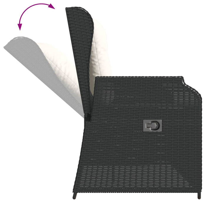 Set mobilier de grădină cu perne, 3 piese, negru, poliratan - WALTI WALTI