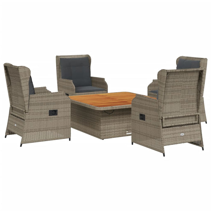 Set mobilier de grădină cu perne, 5 piese, gri, poliratan WALTI
