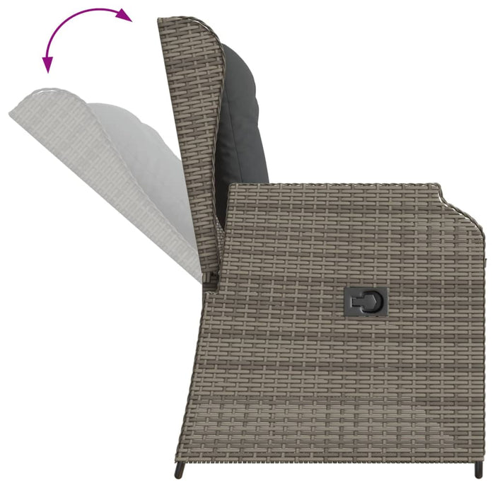 Set mobilier de grădină cu perne, 3 piese, gri, poliratan WALTI