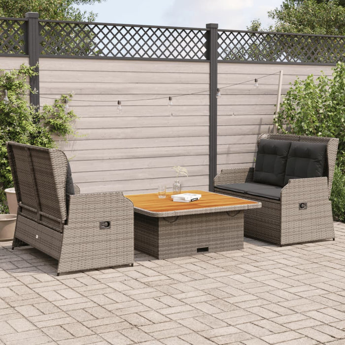Set mobilier de grădină cu perne, 3 piese, gri, poliratan WALTI
