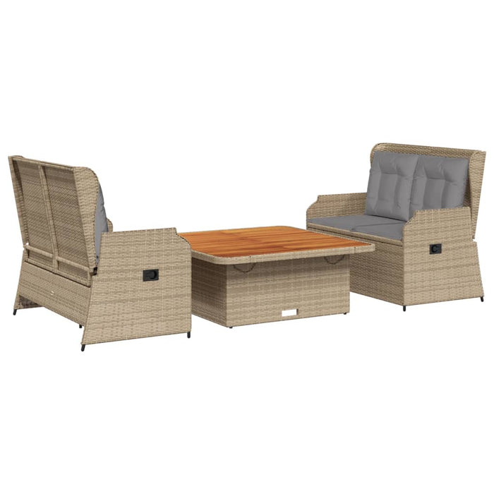 Set mobilier de grădină cu perne, 3 piese, bej, poliratan - WALTI WALTI