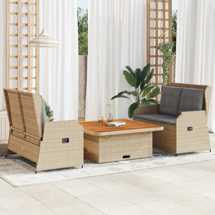 Set mobilier de grădină cu perne, 3 piese, bej, poliratan - WALTI WALTI