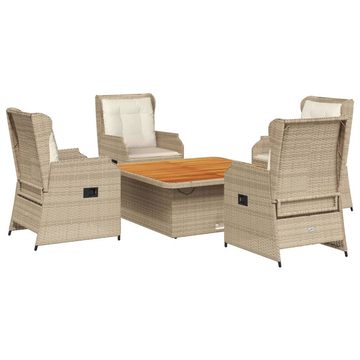 Set mobilier de grădină cu perne, 5 piese, bej, poliratan WALTI