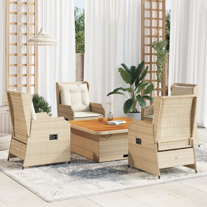 Set mobilier de grădină cu perne, 5 piese, bej, poliratan WALTI