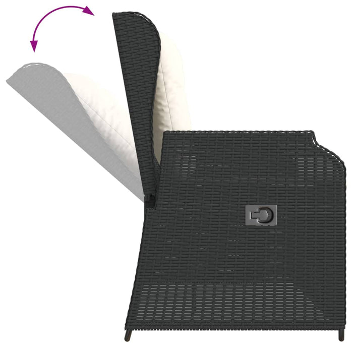 Set mobilier de grădină cu perne, 3 piese, negru, poliratan - WALTI WALTI