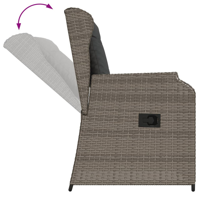 Set mobilier de grădină cu perne, 3 piese, gri, poliratan WALTI