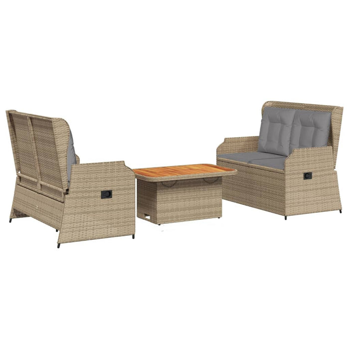 Set mobilier de grădină cu perne, 3 piese, bej, poliratan - WALTI WALTI