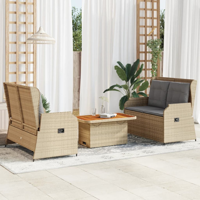 Set mobilier de grădină cu perne, 3 piese, bej, poliratan - WALTI WALTI