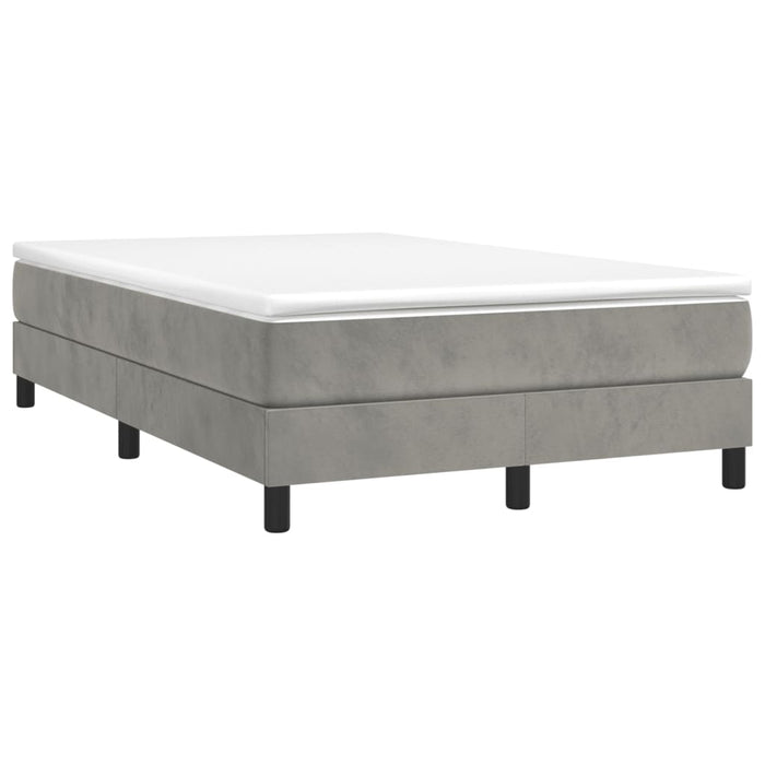 Pat box spring cu saltea, gri deschis, 120x190 cm, catifea - WALTI WALTI
