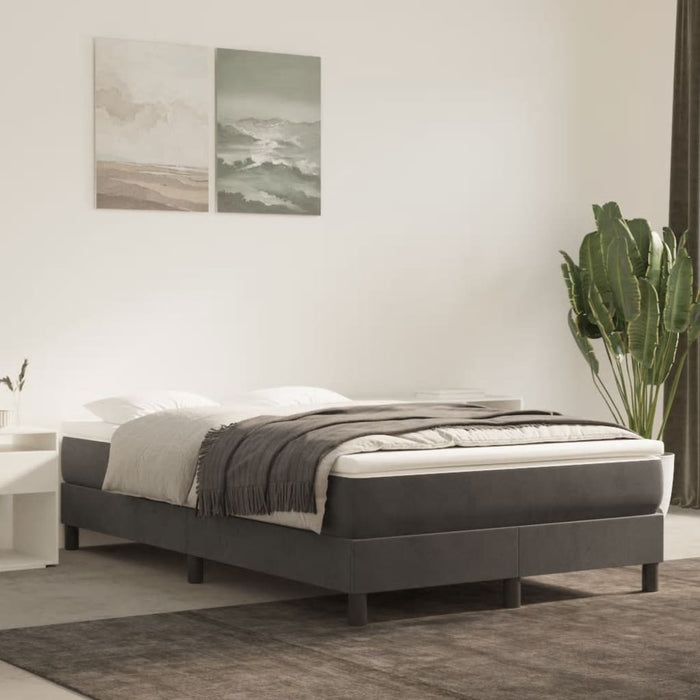 Pat box spring cu saltea, gri închis, 120x190 cm, catifea - WALTI WALTI