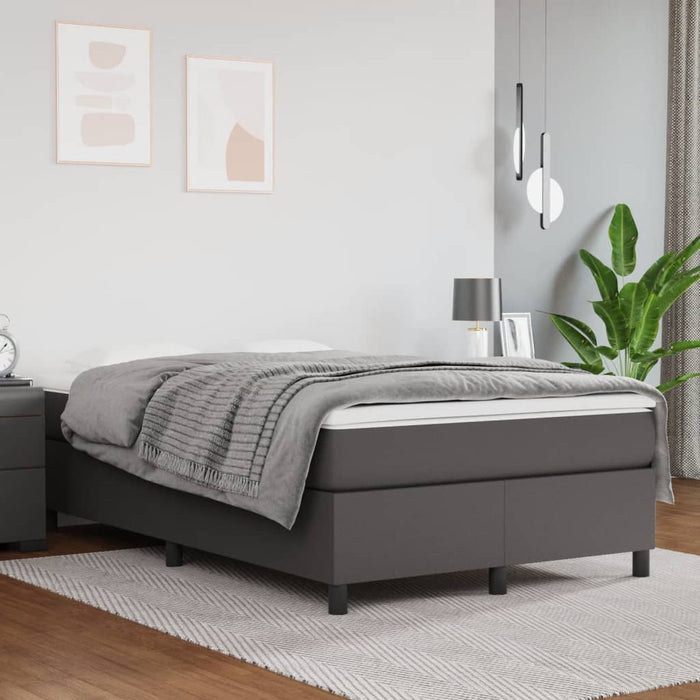 Pat box spring cu saltea, gri, 120x190 cm, piele ecologică - WALTI WALTI