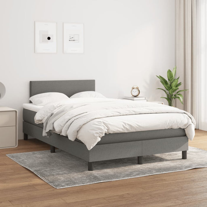 Pat box spring cu saltea, gri închis, 120x190 cm, textil WALTI