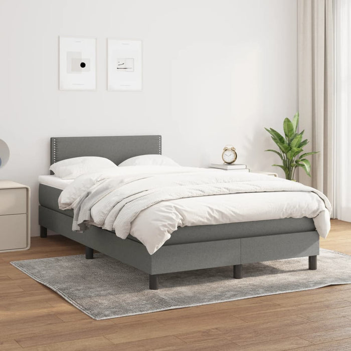 Pat box spring cu saltea, gri închis, 120x190 cm, textil - WALTI WALTI