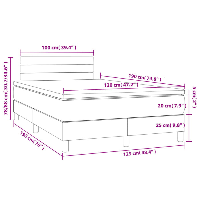 Pat box spring cu saltea, negru, 120x190 cm, catifea WALTI
