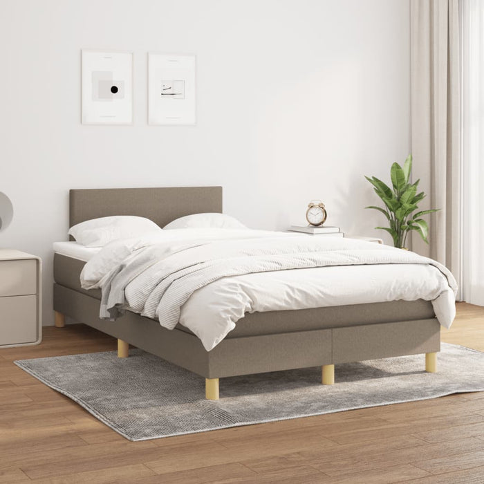 Pat box spring cu saltea, taupe, 120x190 cm material textil - WALTI WALTI