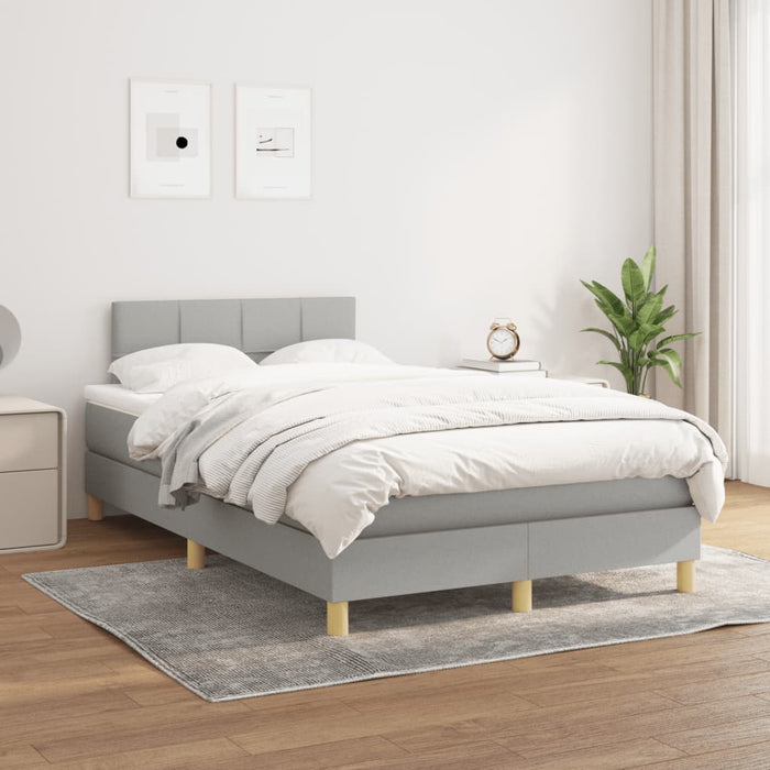 Pat box spring cu saltea, gri deschis, 120x190 cm, textil - WALTI WALTI