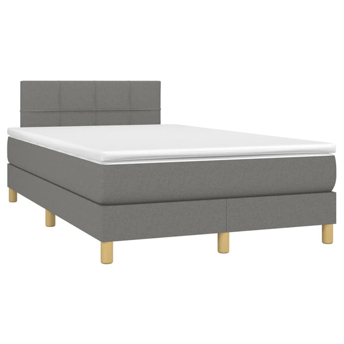 Pat box spring cu saltea, gri închis, 120x190 cm, textil WALTI