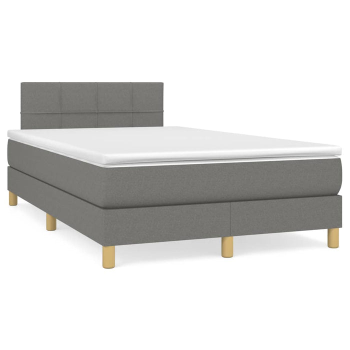 Pat box spring cu saltea, gri închis, 120x190 cm, textil WALTI