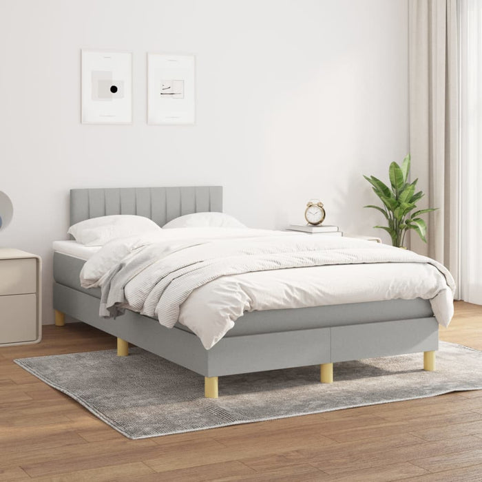 Pat box spring cu saltea, gri deschis, 120x190 cm, textil - WALTI WALTI