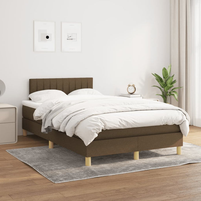 Pat box spring cu saltea, maro închis, 120x190 cm, textil WALTI