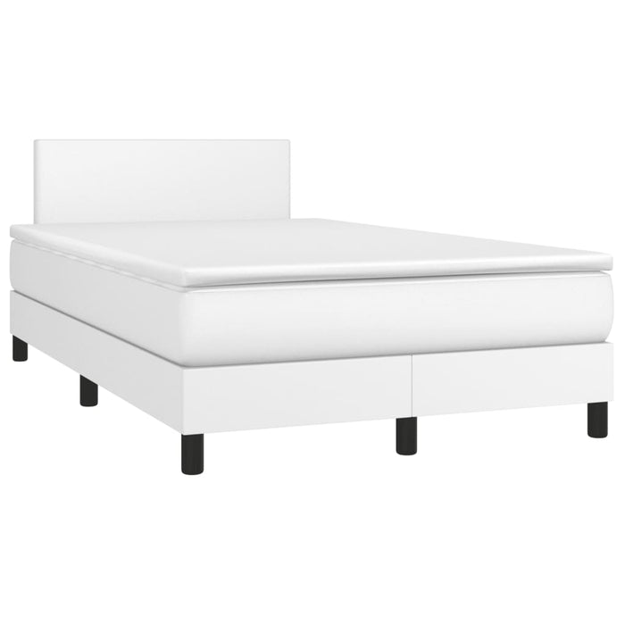 Pat box spring cu saltea, alb, 120x190 cm, piele ecologică - WALTI WALTI