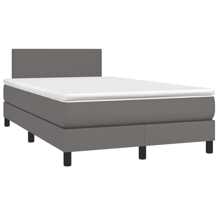 Pat box spring cu saltea, gri, 120x190 cm, piele ecologică - WALTI WALTI