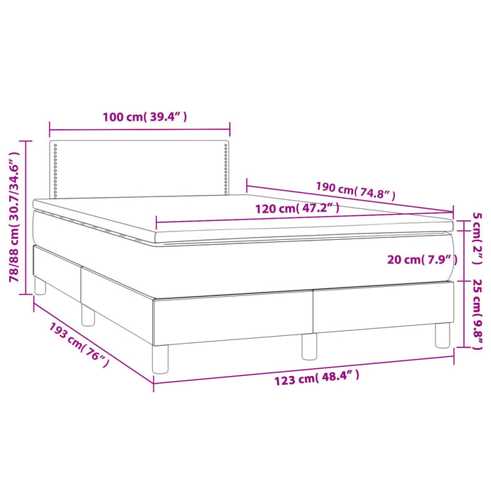 Pat box spring cu saltea, alb, 120x190 cm, piele ecologică - WALTI WALTI