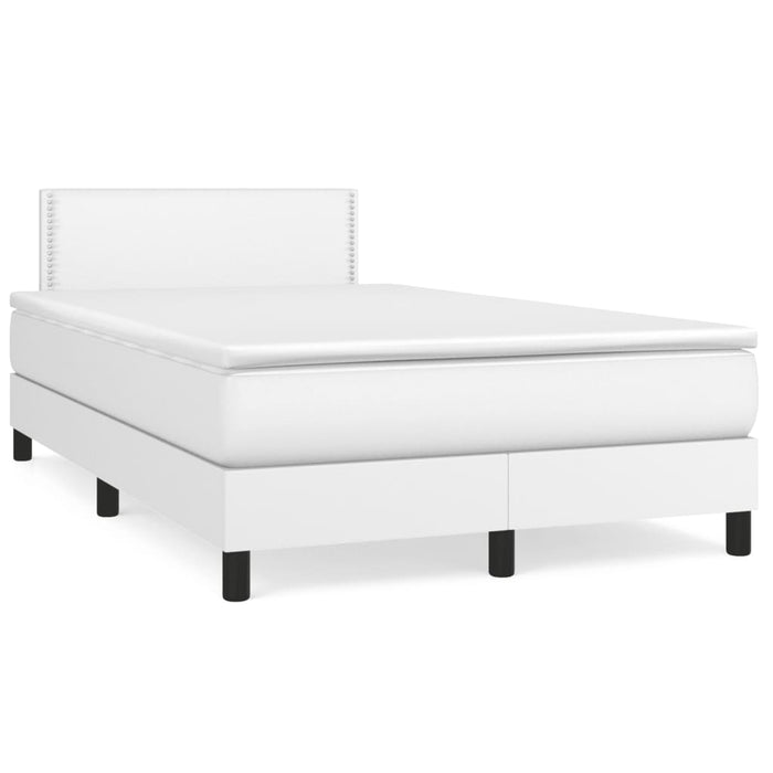 Pat box spring cu saltea, alb, 120x190 cm, piele ecologică - WALTI WALTI
