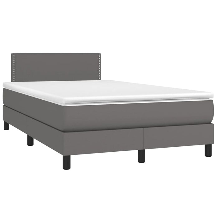 Pat box spring cu saltea, gri, 120x190 cm, piele ecologică - WALTI WALTI