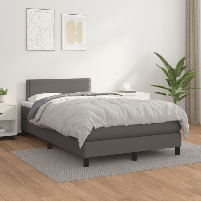Pat box spring cu saltea, gri, 120x190 cm, piele ecologică - WALTI WALTI